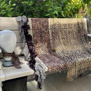 A bundle of four chic and gorgeous leopard print scarves in brown tan and black